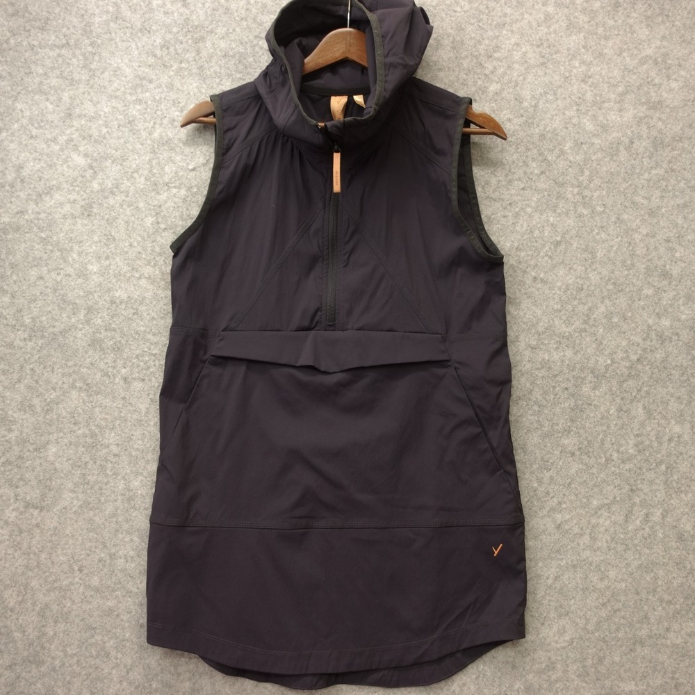 INDYEVA Womens Hoodie Vest XS Navy Blue Gorpcore Tech Utility Tunic Anorak Camp